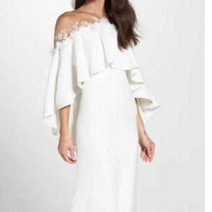 Long white off shoulder Tadashi Gown